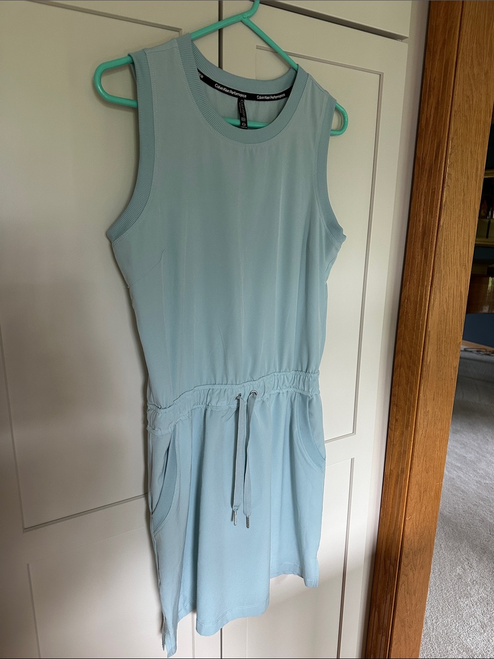 Calvin Klein performance Pale Blue Sleeveless Drawstring Waist Mini Dress